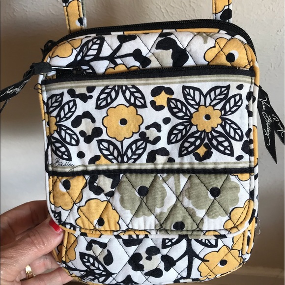 Vera Bradley Crossbody Bag, Yellow, Black, White. - Picture 2 of 4
